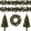 Pre-Lit Frosted Berry Assortment with 2 Entrance Trees, 1 Wreath, 2 Garland