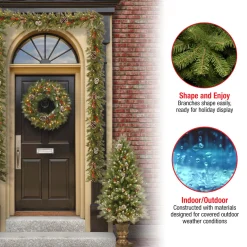 Pre-Lit Frosted Berry Assortment with 2 Entrance Trees, 1 Wreath, 2 Garland