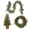 Pre-Lit Scotch Creek Fir Assortment Set of 1 Entrance Tree, 1 Wreath, 1 Garland