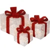 Pre-Lit White Gift Boxes, Set of Three, White Lights