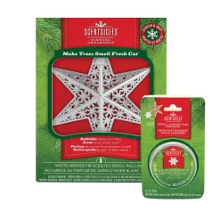 Scentsicles Decorative Ornament, Metal White Star, White Winter Fir with Refill