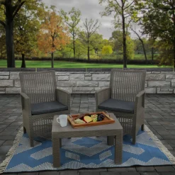 5x7 ft. Dusty Blue Hand Woven Outdoor Rug